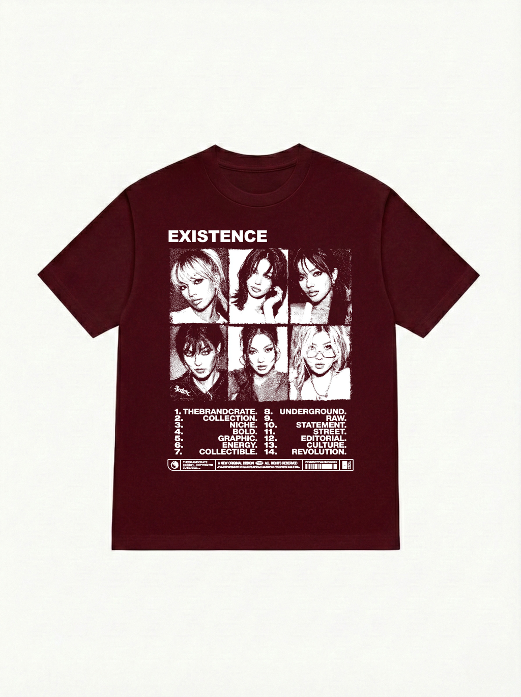 existence maroon tee